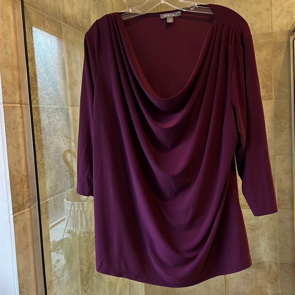 Purple cowl neck blouse